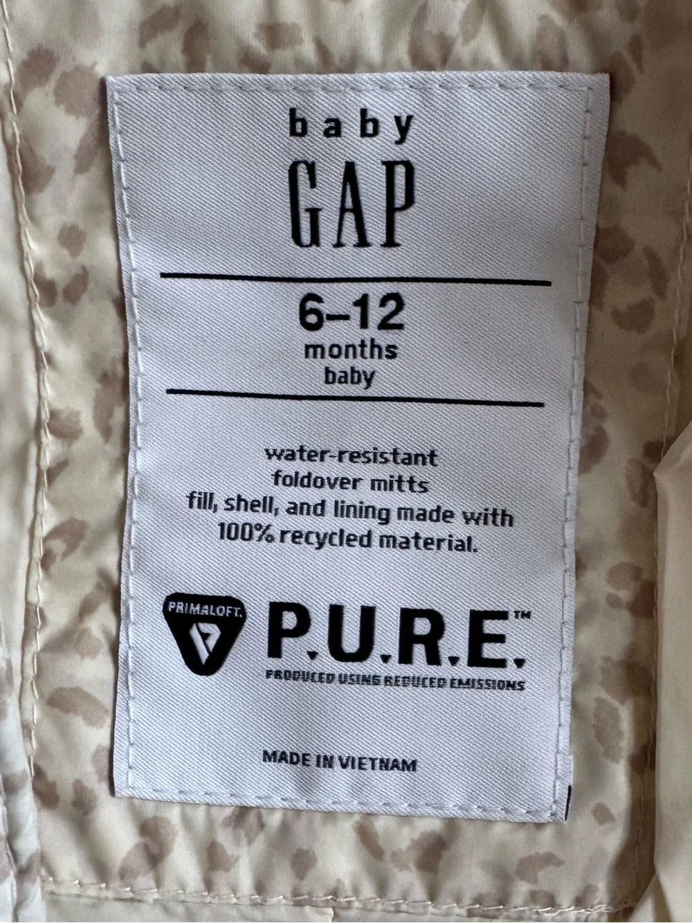 GAP Baby Water-Resistant Hooded Puffer Snowsuit | 6–12 Months | Leopard Print